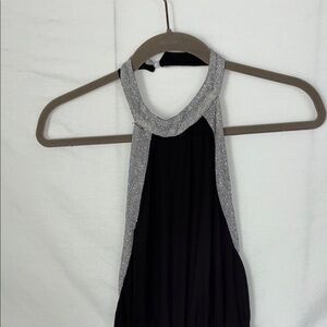 Black and Silver Halter Top
